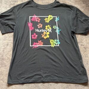 Hurley Gray Tee with Vibrant Floral Design